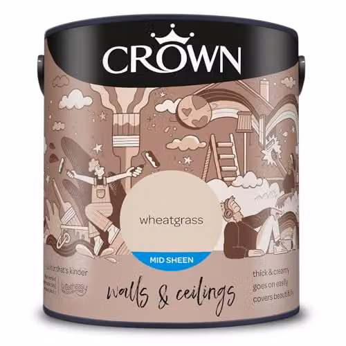 Crown Wheatgrass Walls and Ceilings Mid Sheen Emulsion, 2.5 l