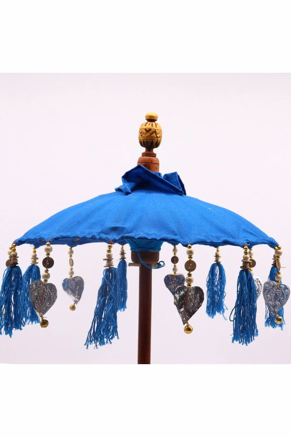 KDMD Bali Home Decor Handcrafted Cotton Parasol in Turquoise and Blue, Diameter: 40 cm – 3