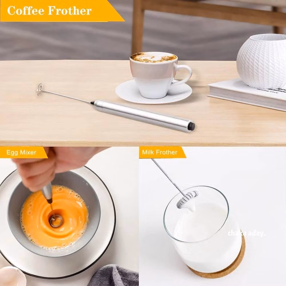 Kelvenix Handheld Battery Operated Mini Milk Frother Mixer in Silver – 2