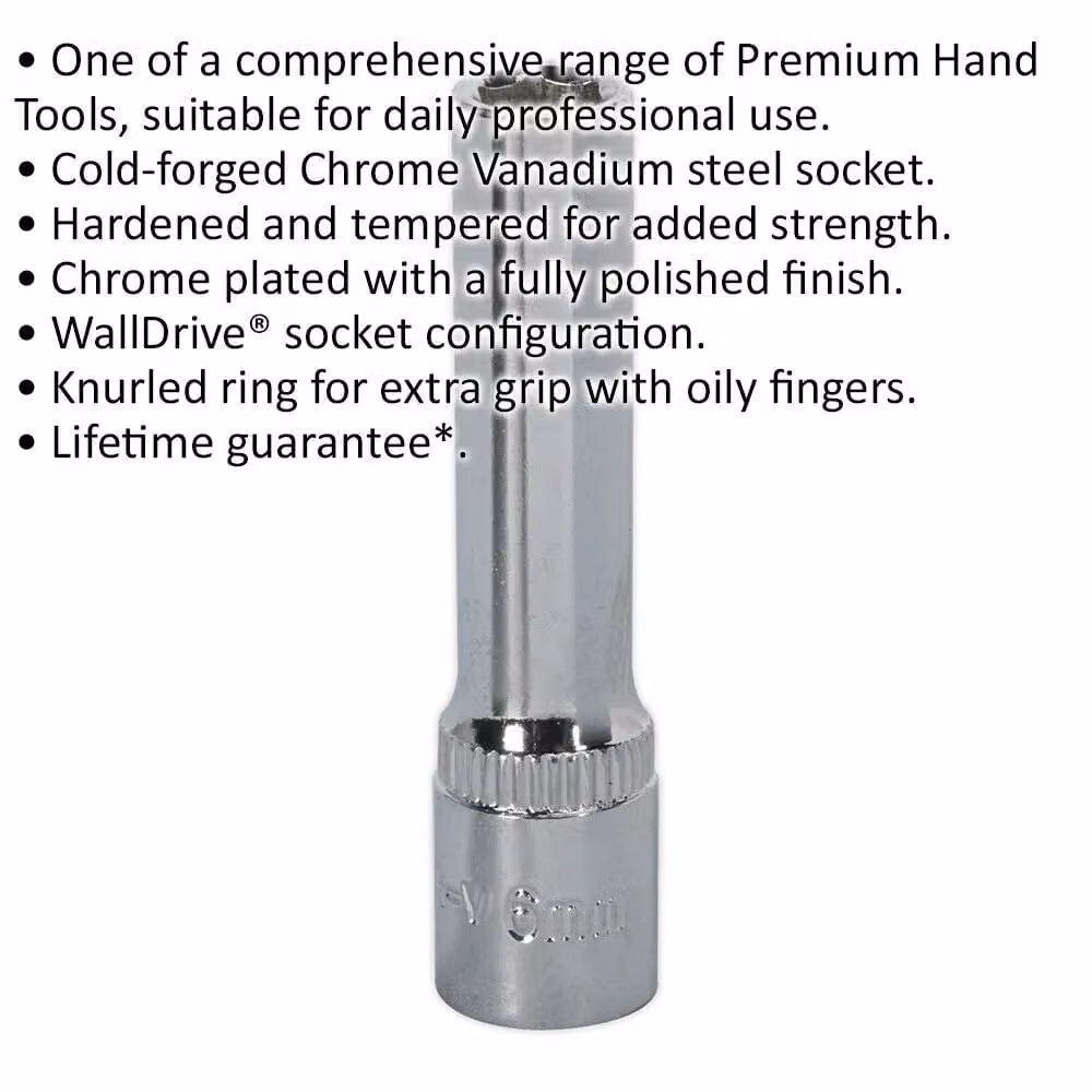 Loops 6mm Deep Drive Socket 1/4 inch Square Drive in Silver Chrome Vanadium – 2