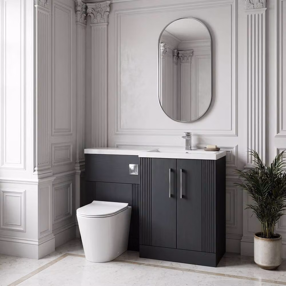 Balterley Belvide 2 Door Vanity WC Combi Unit and Basin, Right Hand, Dark Grey, W: 110 cm – 3
