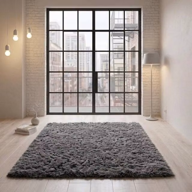 Snug City Grey Shaggy Fluffy Modern Plush Non-Slip Rectangular Floor Rug W: 80 cm, L: 150 cm – 1
