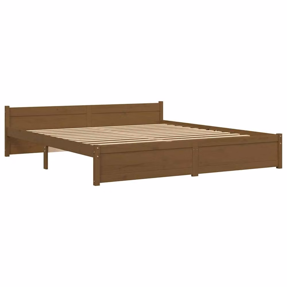 Berkfield Home Solid Wood Pine Bed Frame in Brown, 200 x 200 cm – 3