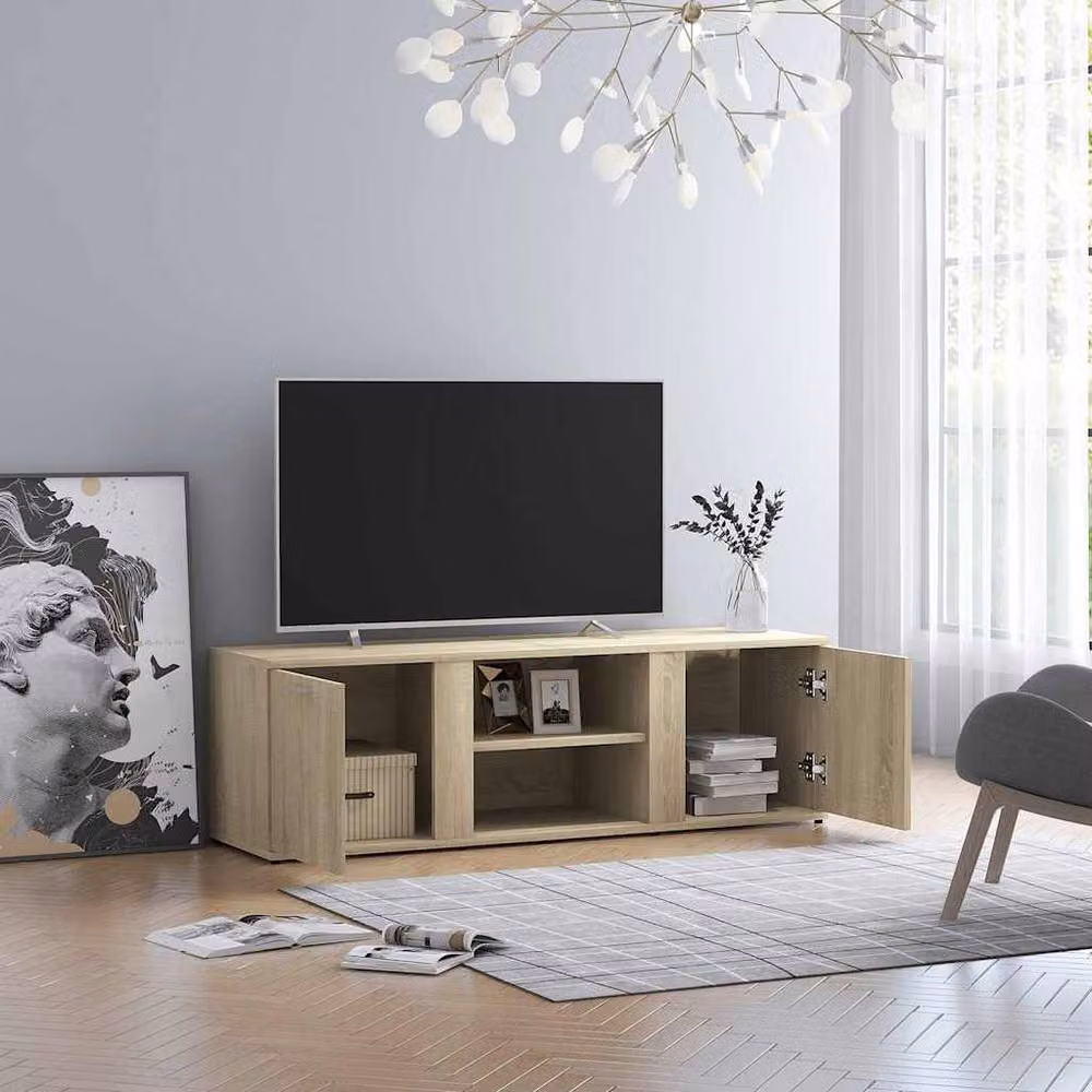 Berkfield Home Sonoma Oak TV Cabinet in Beige, W/D/H: 120 x 34 x 37 cm – 2