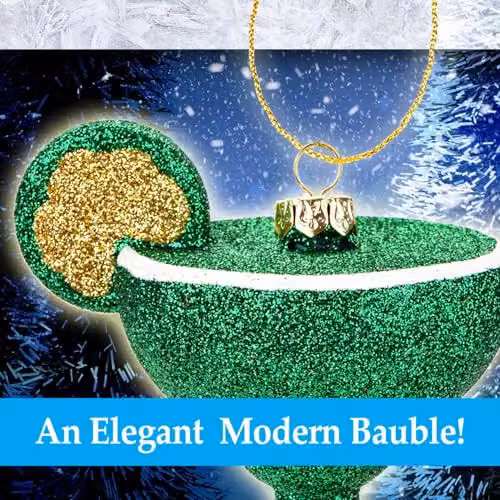 VFM e-Store Green and Gold Glitter Glass Cocktail Christmas Hanging Ornament – 4