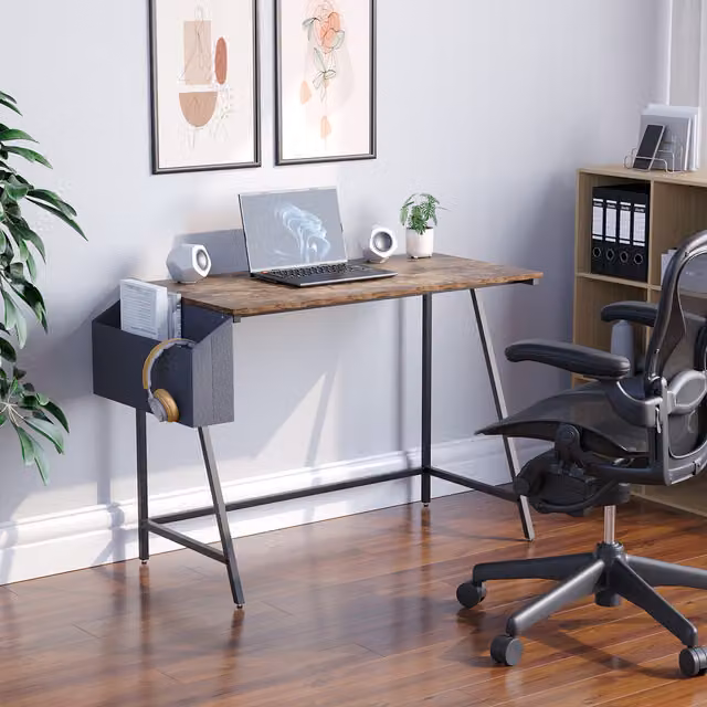 Vida Designs Brooklyn Industrial Small Computer Desk in Brown Wood