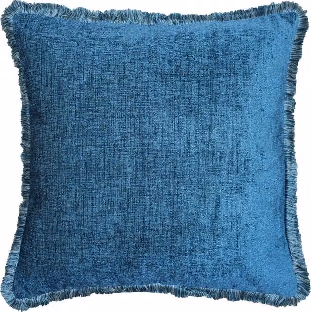 Make It A Home Astbury Chenille Fringed Cushion in Petrol Blue