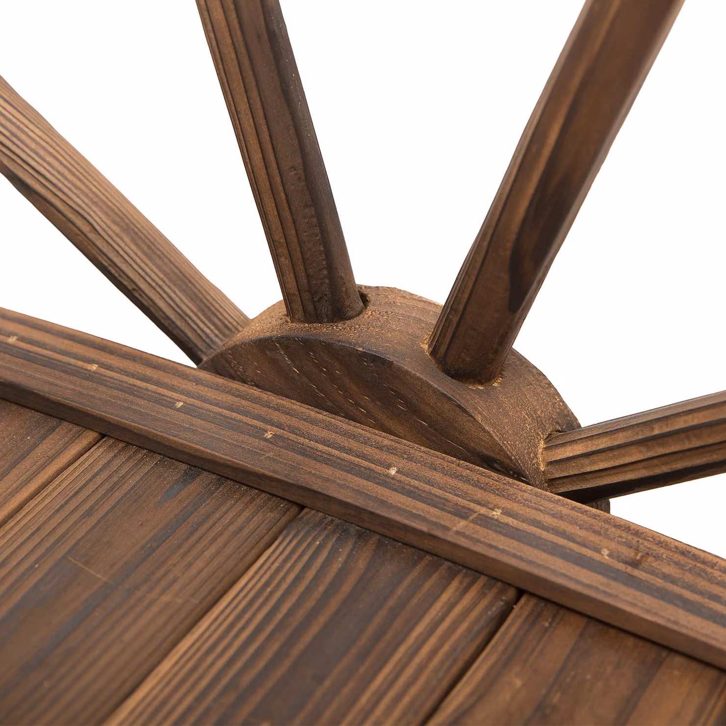 Outsunny Wooden Garden Bridge in Brown Stained Finish with Arc Railings, W: 100 cm, D: 50 cm, H: 37 cm – 7