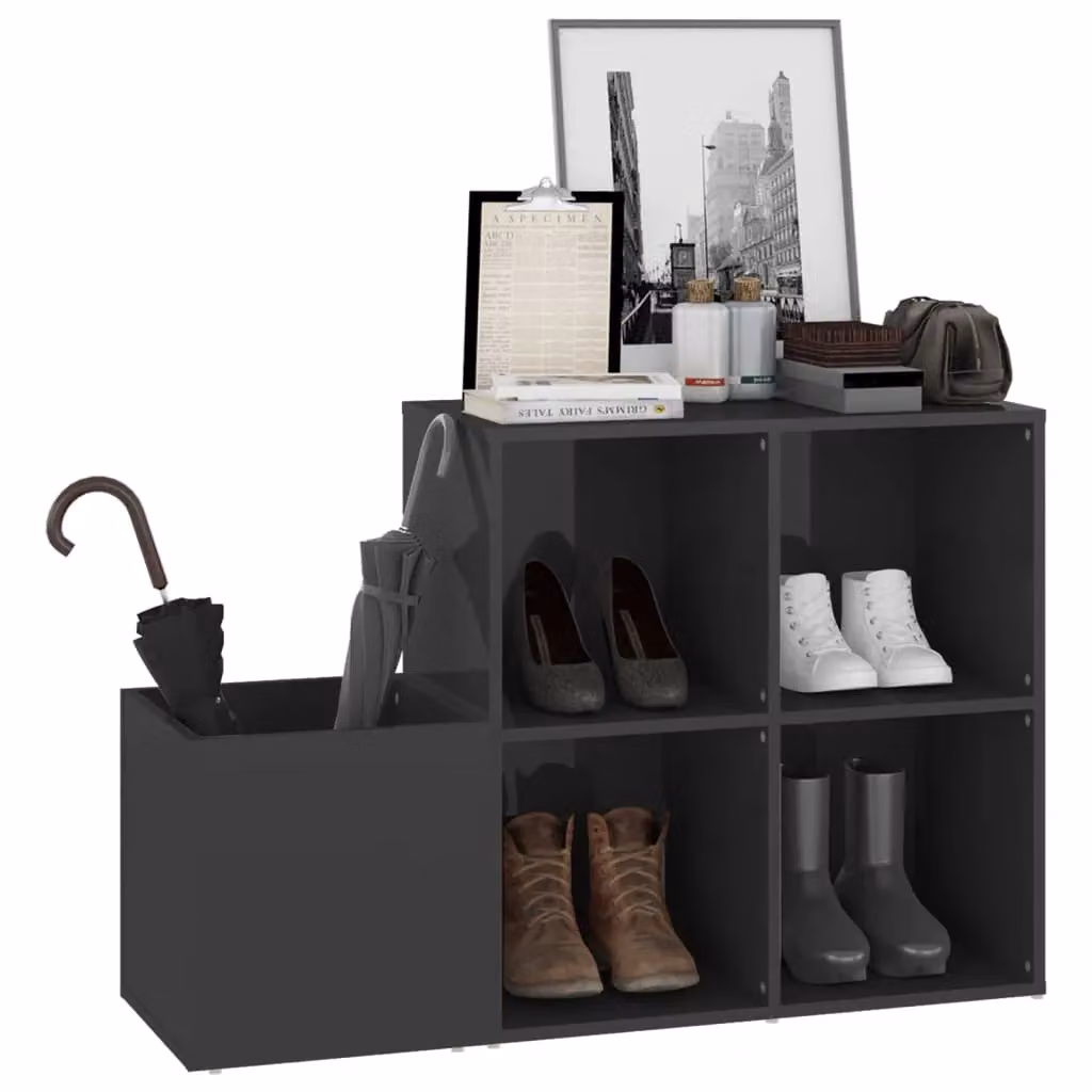 Berkfield Home High Gloss Grey Hall Shoe Cabinet W/D/H: 105 x 35.5 x 70 cm – 3