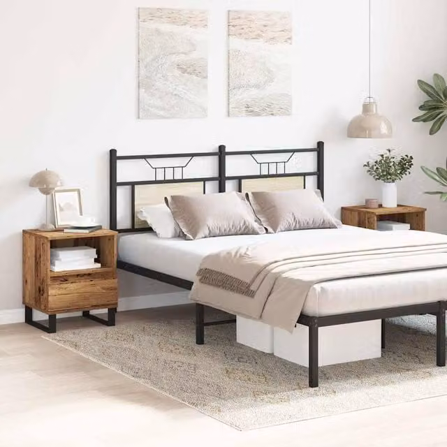 Berkfield Home Modern Bedside Cabinets, 2 Piece Set in Old Wood Brown, W/D/H: 40 x 35 x 50 cm – 1