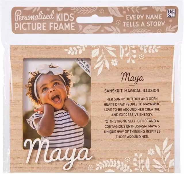 History & Heraldry Maya Pre-personalised Child's Floral Picture Frame, Brown, W: 8.5 cm, H: 11 cm