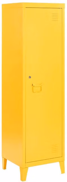 Moderna Metal Locker Cabinet with Hinged Doors and Internal Shelves, Orange and Yellow, H 137 x W 38.5 x D 38.5 cm – 1