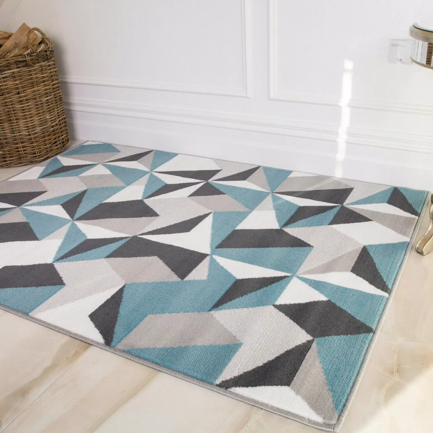 Kukoon Blue and Grey Geometric Diamond Living Area Rug, W: 60 cm x L: 110 cm – 3