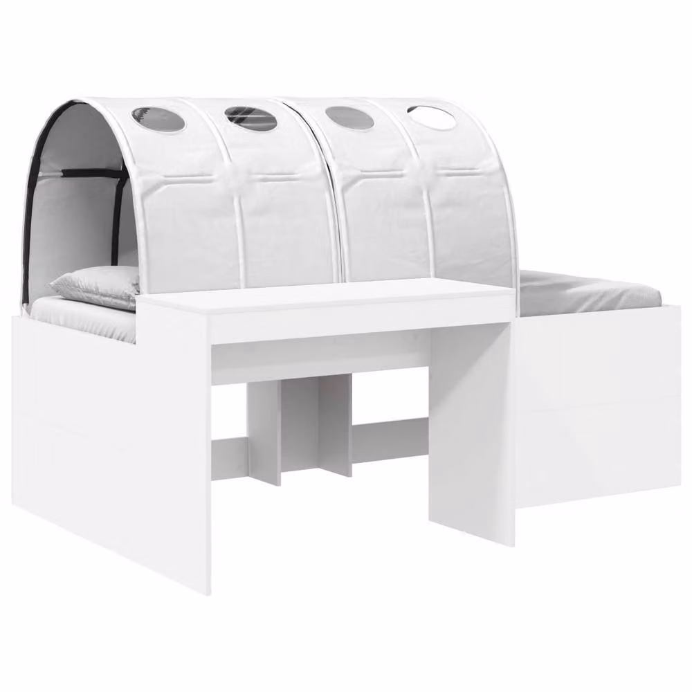 Berkfield Home Kids High Bed Frame with Desk, 3 Piece White Engineered Wood Set – 2