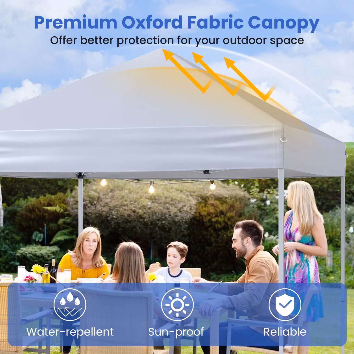 Costway Outdoor Pop-up Canopy Instant Folding Shelter with Adjustable Heights, White, W: 220 cm, D: 201 cm, H: 201 cm – 8