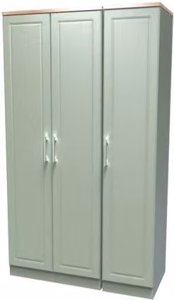 Welcome Kent 3 Door Tall Triple Wardrobe in Mixed Green, White and Grey Matt Finish
