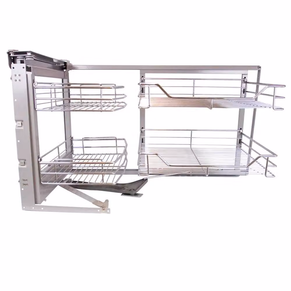 Monstershop KuKoo Left Hand Corner Kitchen Cupboard with Pull Out Stainless Steel Drawers in Silver – 2