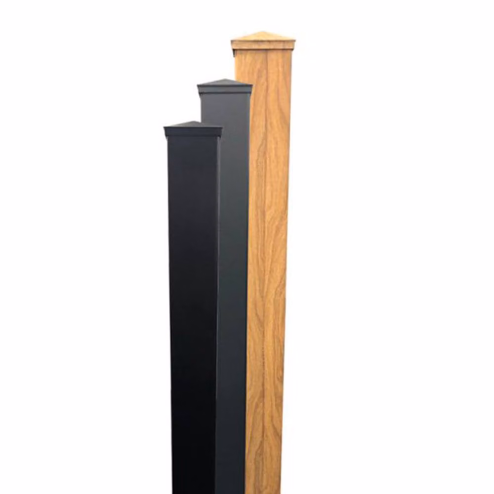 Ready Made Aluminium Gates with Flanged Post and Cap in Matt Black, W: 240 cm – 2