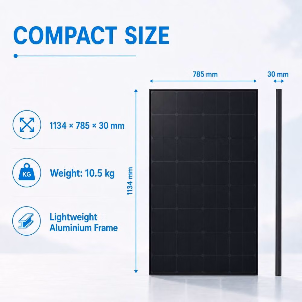 GWSOLAR 200W Monocrystalline All Black Solar Panel PV Module – 4