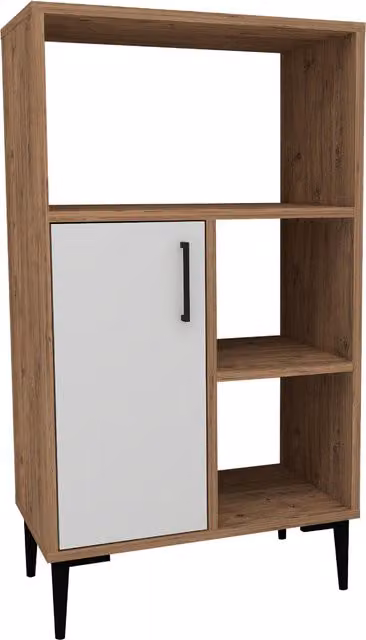 Destina Home Seyan Modern White Kitchen Cabinet with Internal Shelves and Hinged Doors