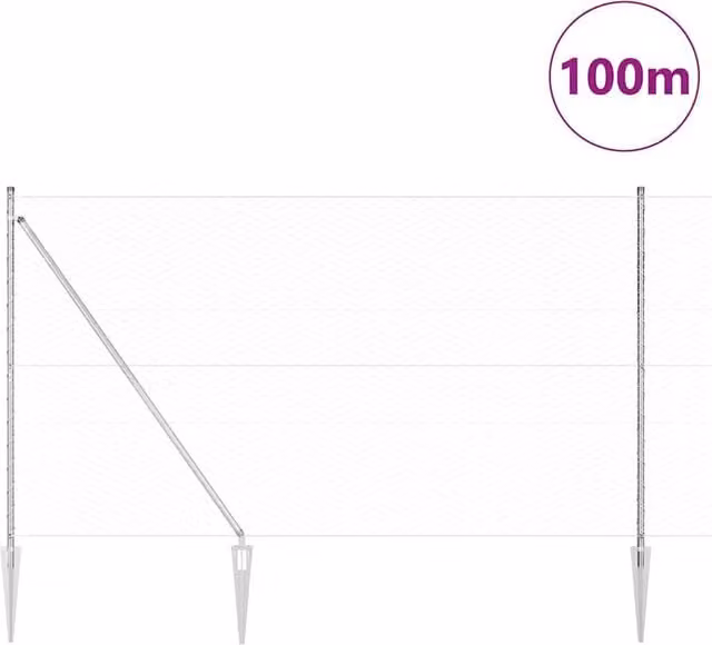 Berkfield Home Hexagon Fence in Silver Galvanised Steel, H: 160 cm x L: 100 m