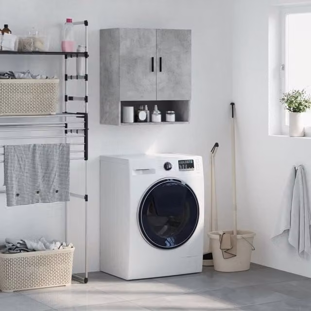 Berkfield Home Wall Cabinet in Concrete Grey, W/D/H: 60 x 31 x 70 cm