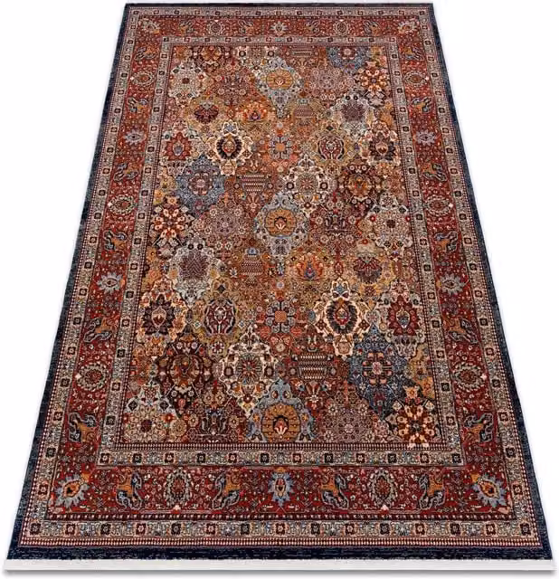 RugsX Orange and Multicolour Oriental Wool Keshan Rectangular Rug, W: 120 cm, D: 145 cm