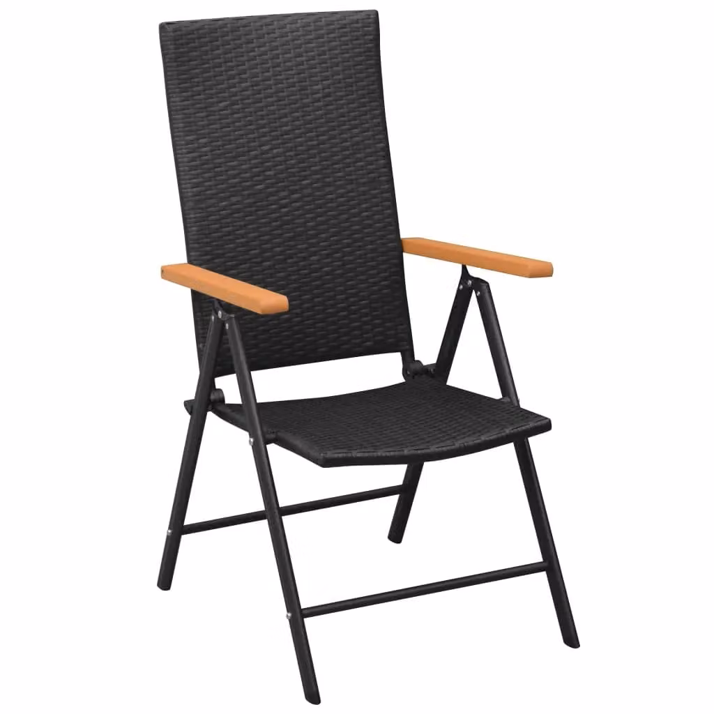 Berkfield Home Set of 2 Stackable Poly Rattan Garden Chairs with Armrests in Black and Brown – 2