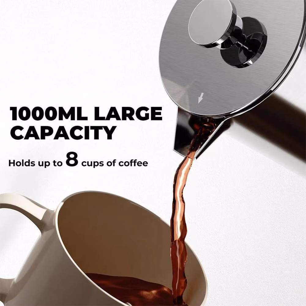 PAWNORA Large Stainless Steel Cafetiere in Silver – 2