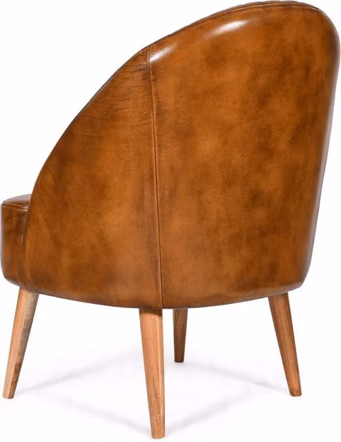Elm Home And Garden Vintage Brown Leather Tub Accent Chair with Armrests