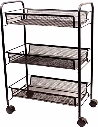 St Helens Home & Garden Three Tier Metal Storage Trolley in Matt Black – 1