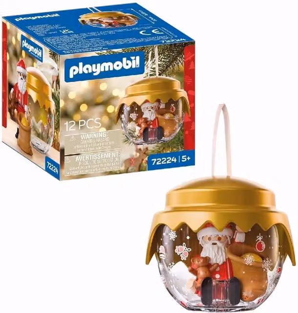 Playmobil Classic Santa Hanging Christmas Ornament, Red and Multicolour Plastic Pendant