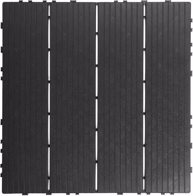 NESTLUNE Grey Heavy Duty Anti-Slip Interlocking Deck Tiles, 12 Pack, W: 52 cm, D: 52 cm, H: 2 cm