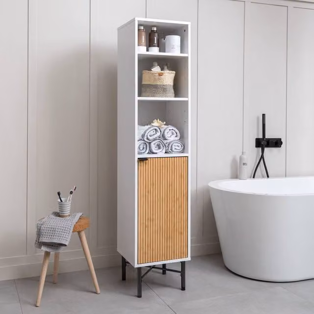 Nöa and Nani Rökstorp Single Door Bathroom Tallboy in White