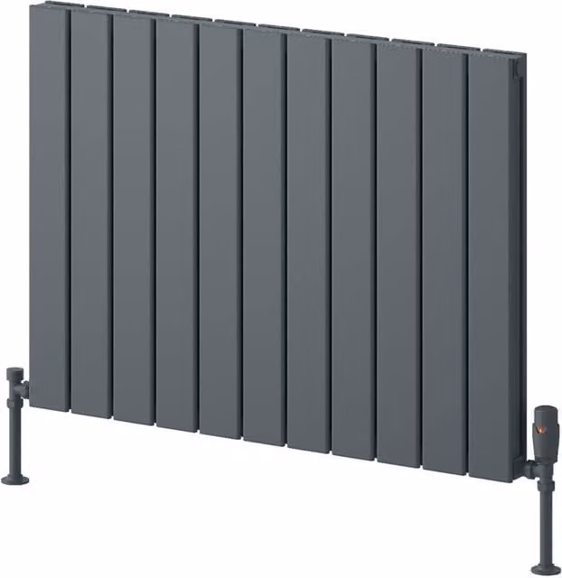 Bathroom Kingdom Piatto Anthracite Double Flat Panel Horizontal Radiator, W: 82 cm, H: 60 cm, Grey