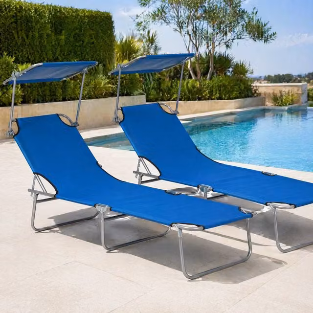 STILVORA Sun Lounger with Adjustable Canopy in Blue – 1