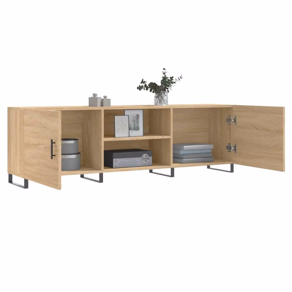 Berkfield Home Industrial Style TV Cabinet in Beige Sonoma Oak, W/D/H: 150 x 30 x 50 cm – 3