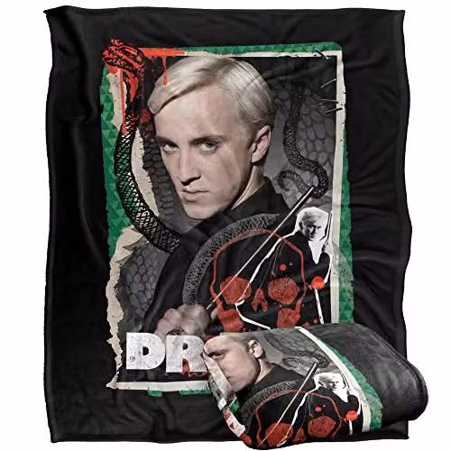 LOGOVISION Harry Potter Draco Malfoy Photo Collage Fleece Throw Blanket, Multicolour and White, W/D/H: 152 x 127 cm – 1
