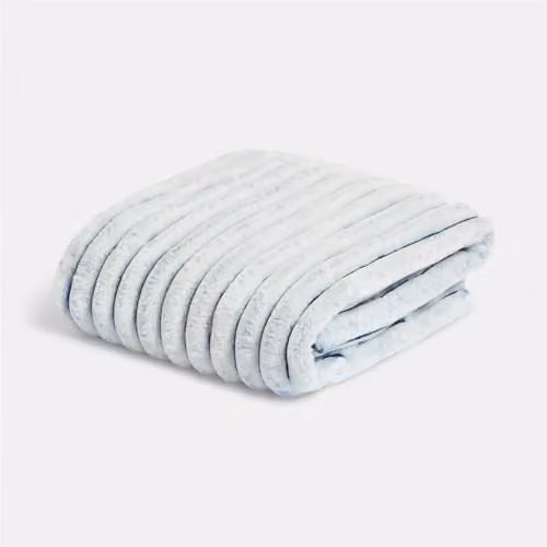 OHS Faux Fur Ribbed Fleece Throw Blanket in Blue and White, W/D/H: 125 x 150 cm