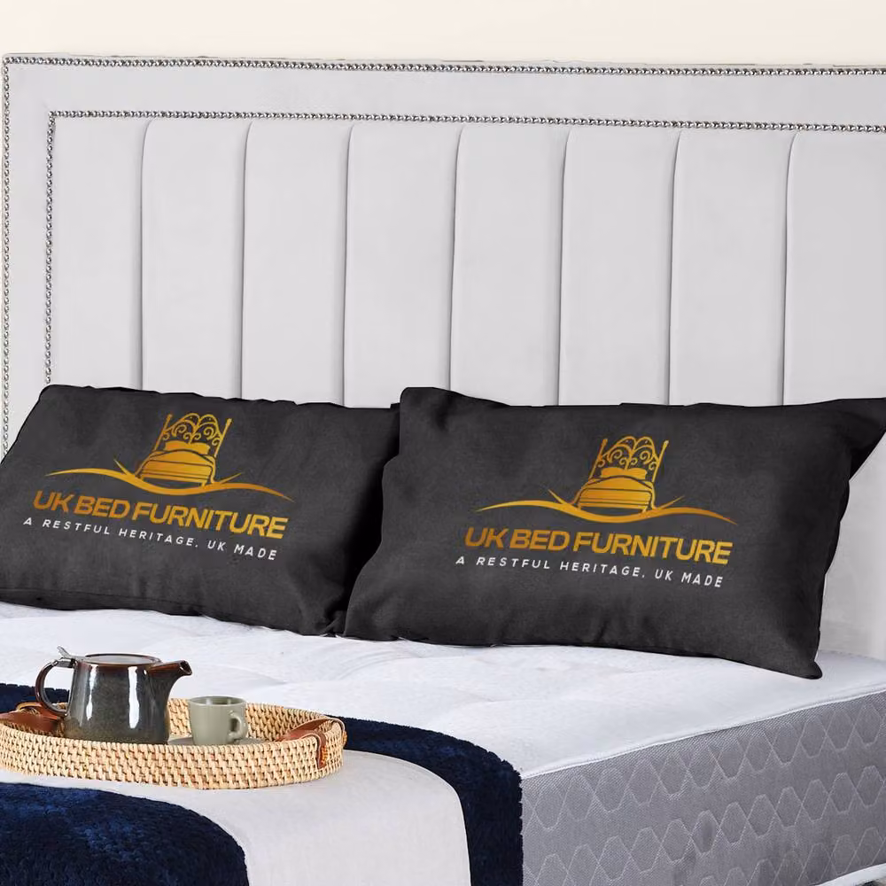 UK Bed Furniture Fiona Upholstered Slatted Base Bed with 48 Inch Headboard in White, W/D: 90 x 200 cm – 2