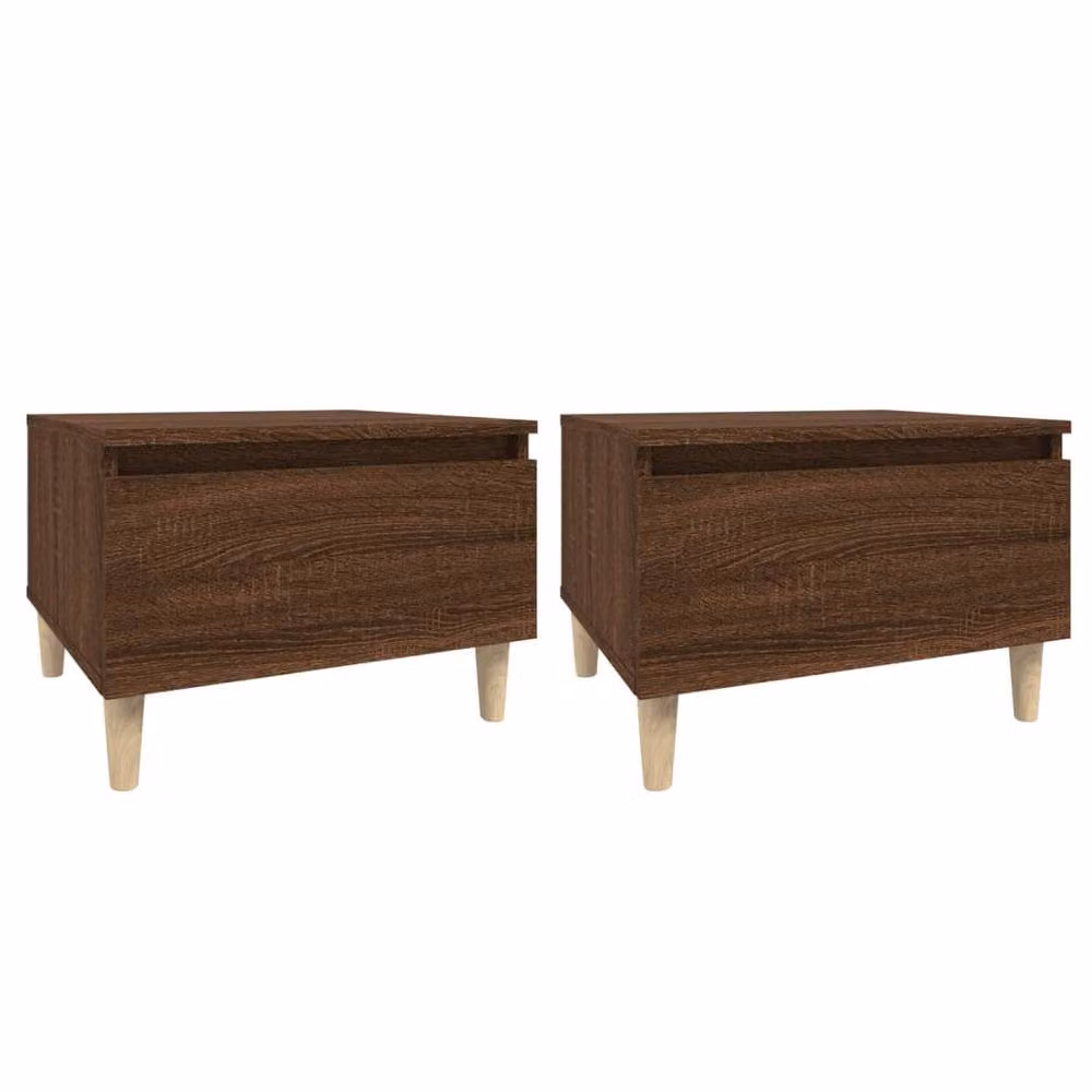 Berkfield Home Set of 2 Brown Oak Side Tables, W/D/H: 50 x 46 x 35 cm – 2
