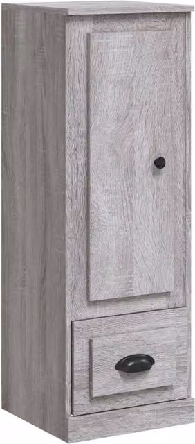 Berkfield Home Modern Grey Highboard with Hinged Doors and Drawers, W/D/H: 36 x 35.5 x 103.5 cm