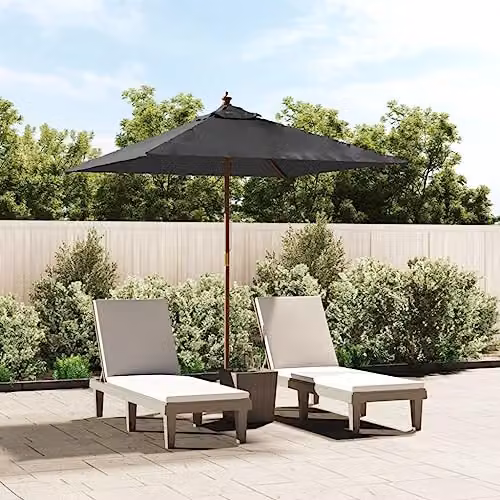 vidaXL Garden Parasol with Wooden Pole in Anthracite, W/D/H: 198 x 198 x 231 cm – 2