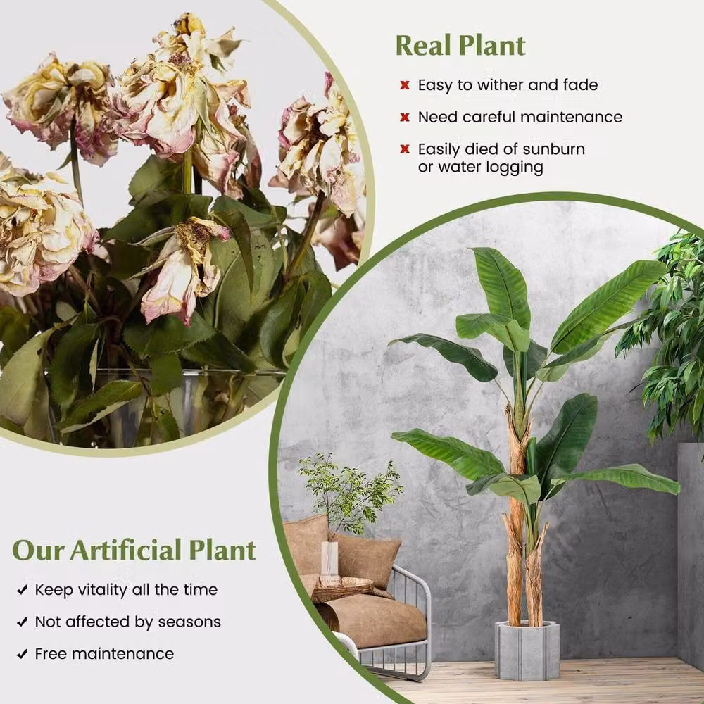 NESTLUNE Tall Artificial Banana Tree in Green, W/D/H: 15 x 15 x 100 cm – 4