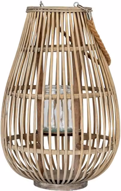 Hill Interiors Ellipse Wicker Lantern in Brown, W/D/H: 33 x 33 x 52 cm – 1