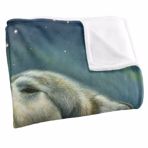 JQ Licensing Howling Wolf Aurora Super Soft Snuggle Blanket, Blue Multicolour, W: 91.44 cm, H: 147 cm – 3