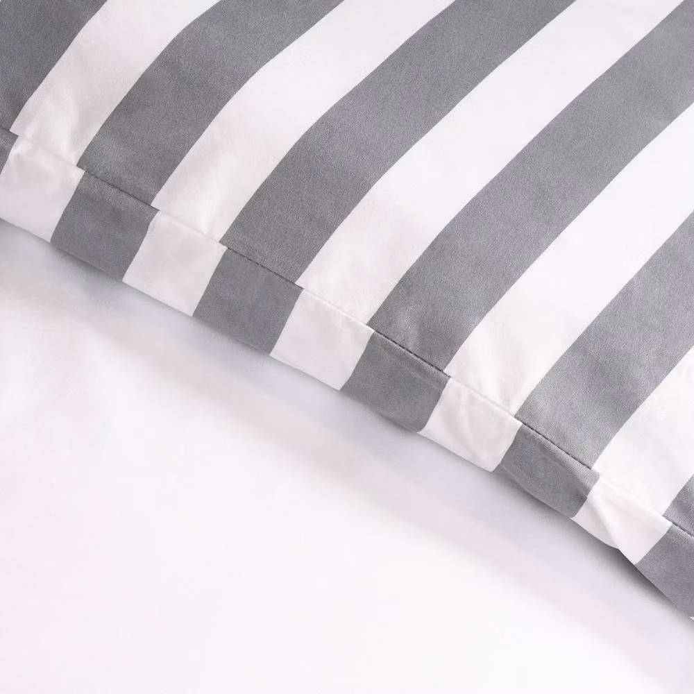 OHS White Microfibre Striped Edge Bedding Set with Duvet Cover and Pillowcase, W/D/H: 180 x 200 cm – 2