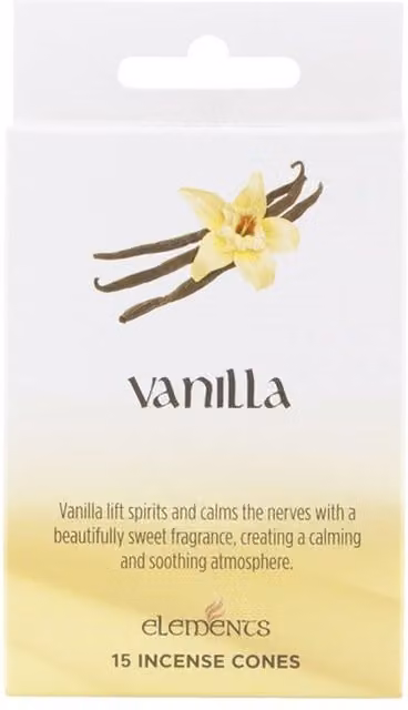 Elements Vanilla Incense Cones, 12 Packets, White