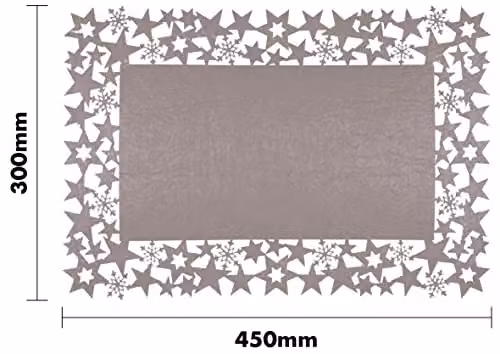 St Helens Home & Garden Grey Felt Table Mats with Star Design, Pair, W/D: 45 x 30 cm – 2