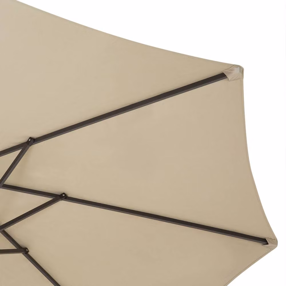 Wyld and Coco 247 cm Oval Garden Parasol in Beige with Powder-Coated Aluminium Frame – 4